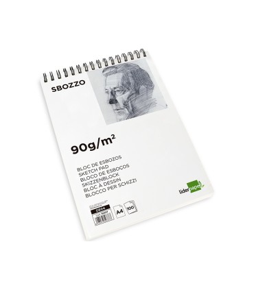 Bloc dibujo liderpapel esbozos espiral din a4 210x297mm 100 hojas 90gr m2 sin recuadro