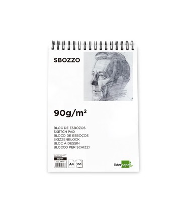 Bloc dibujo liderpapel esbozos espiral din a4 210x297mm 100 hojas 90gr m2 sin recuadro