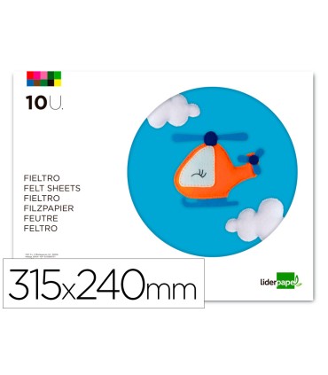 Bloc trabajos manuales liderpapel fieltro 240x315mm 10 hojas colores surtidos
