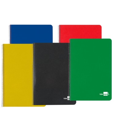 Cuaderno espiral liderpapel cuarto tapa dura 80h 60 gr cuadro 4mm con margen colores surtidos