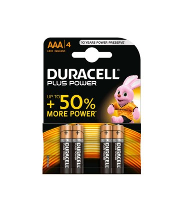 Pila duracell alcalina plus aaa blister con 4 unidades