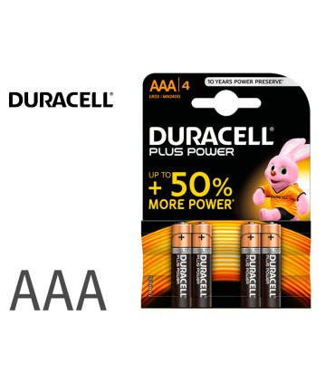 Pila duracell alcalina plus aaa blister con 4 unidades