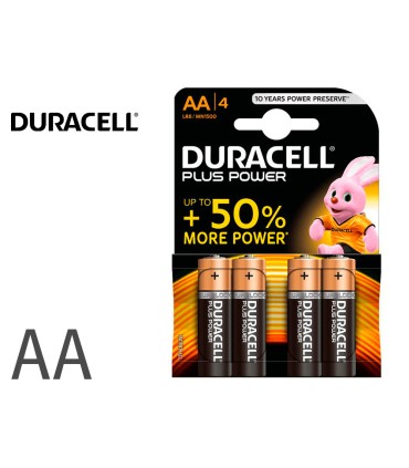 Pila duracell alcalina plus aa blister con 4 unidades