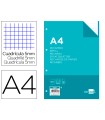 Recambio liderpapel a4 120 hojas 80g/m2 cuadro 5mm sin margen 4 taladros bandas de 5 colores