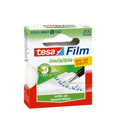 Cinta adhesiva tesa film invisible ecologica 33 mt x 19 mm