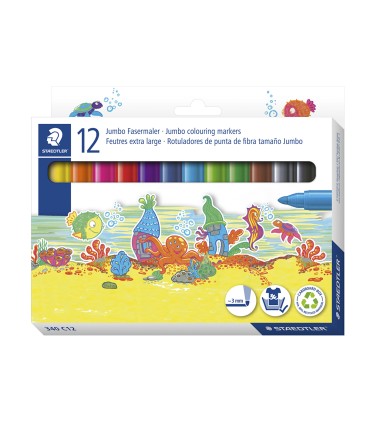 Rotulador staedtler color jumbo trazo 3 mm estuche de 12 unidades colores surtidos