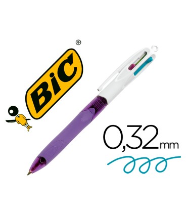 Boligrafo bic cuatro colores con grip colores pastel punta 1 mm