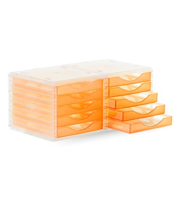 Fichero cajones de sobremesa q connect 340x270x260 mm apilables 5 cajones naranja mandarina translucido