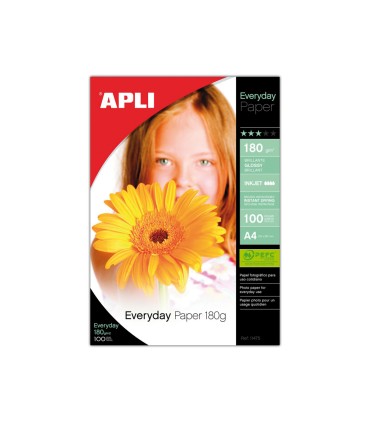 Papel fotografico apli glossy din a4 pack 100 hojas de 180 gr