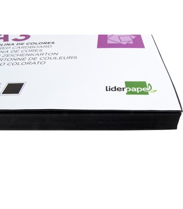 Cartulina liderpapel a3 180g m2 negro paquete de 100 hojas