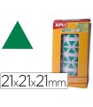 Gomets autoadhesivos triangulares 21x21x21 mm verde rollo de 2832 unidades