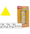 Gomets autoadhesivos triangulares 21x21x21mm amarillo rollo de 2832 unidades