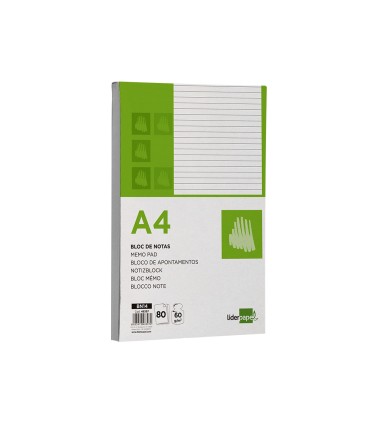 Bloc notas liderpapel horizontal a4 80 hojas 60g m2