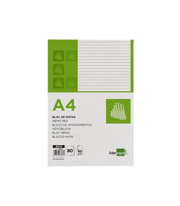 Bloc notas liderpapel horizontal a4 80 hojas 60g m2