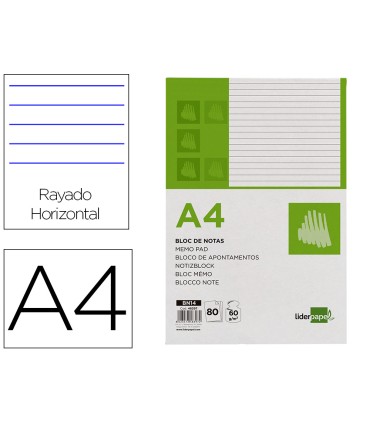 Bloc notas liderpapel horizontal a4 80 hojas 60g m2