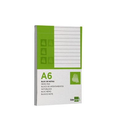 Bloc notas liderpapel horizontal a6 80 hojas 60g m2 perforado