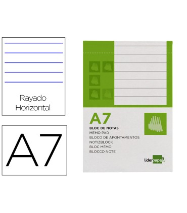 Bloc notas liderpapel horizontal a7 80 hojas 60g m2 perforado