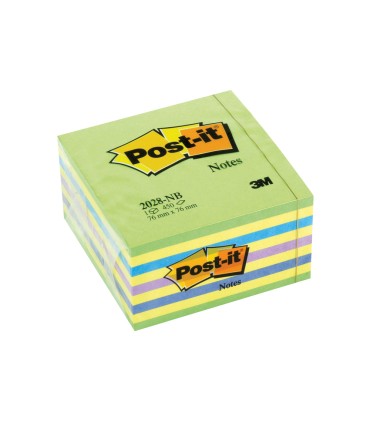 Bloc de notas adhesivas quita y pon post it 76x76 mm cubo color azul y verde 450 hojas