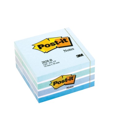 Bloc de notas adhesivas quita y pon post it 76x76 mm cubo color azul pastel 450 hojas