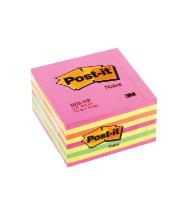 Bloc de notas adhesivas quita y pon post it 76x76 mm cubo color rosa neon 450 hojas