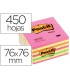 Bloc de notas adhesivas quita y pon post it 76x76 mm cubo color rosa neon 450 hojas