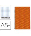 Cuaderno espiral liderpapel cuarto multilider tapa forrada 80h 80 gr cuadro 4mm con margen naranja