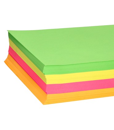 Papel color liderpapel a4 75gr neon 4 colores surtidos paquete de 500 hojas