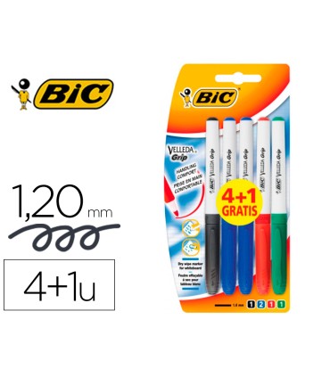 Rotulador bic velleda grip trazo 12 mm blister 41 colores surtidos