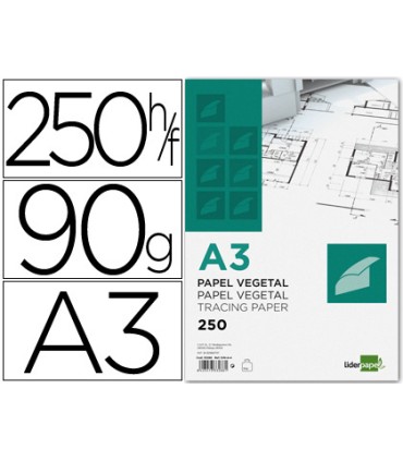 Papel dibujo liderpapel 297x420mm 90g m2 vegetal