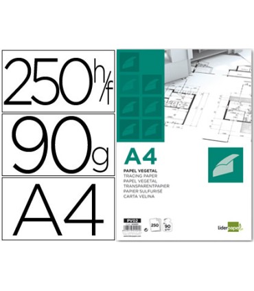 Papel dibujo liderpapel 210x297mm 90g m2 vegetal