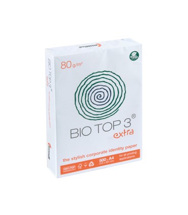 Papel fotocopiadora biotop 80g extra ecologico din a4 paquete de 500 hojas