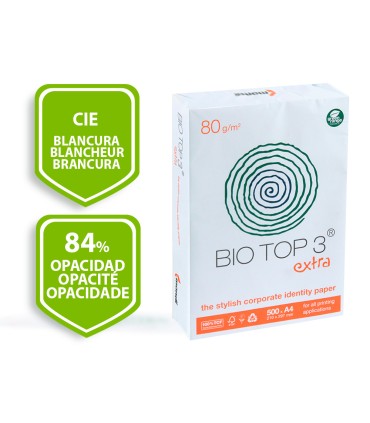 Papel fotocopiadora biotop 80g extra ecologico din a4 paquete de 500 hojas