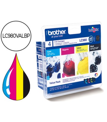 Ink jet brother lc 980bk dcp 145 dcp 165 mfc 250 mfc 290 negro magenta amarillo cian pack4