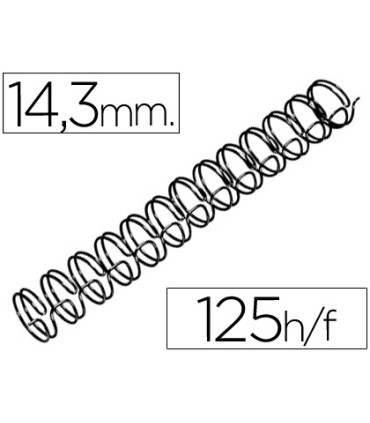 Espiral wire 3 1 143 mm n9 negro capacidad 125 hojas caja de 100 unidades