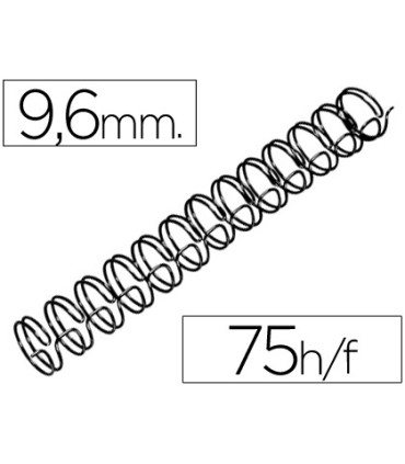 Espiral wire 3 1 96 mm n6 negro capacidad 75 hojas caja de 100 unidades