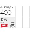 Etiqueta adhesiva apli 1280 tamaño 105x148 mm para fotocopiadora laser ink-jet caja con 100 hojas din a4