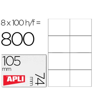 Etiqueta adhesiva apli 1279 tamano 105x74 mm para fotocopiadora laser ink jet caja con 100 hojas din a4