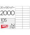 Etiqueta adhesiva apli 1299 tamaño 105x29 mm para fotocopiadora laser ink-jet caja con 100 hojas din a4