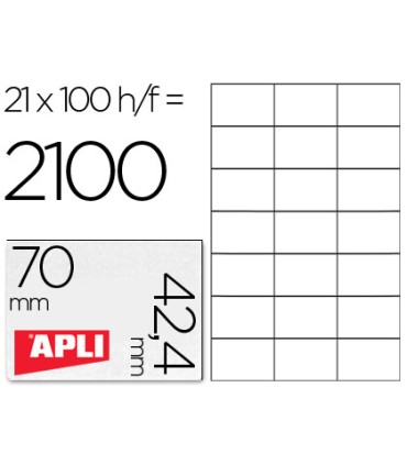 Etiqueta adhesiva apli 1276 tamano 70x424 mm para fotocopiadora laser ink jet caja con 100 hojas din a4