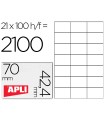 Etiqueta adhesiva apli 1276 tamaño 70x42,4 mm para fotocopiadora laser ink-jet caja con 100 hojas din a4