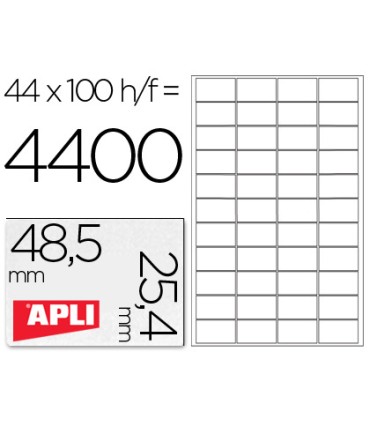 Etiqueta adhesiva apli 1285 tamano 485x254 mm para fotocopiadora laser ink jet caja con 100 hojas din a4