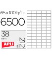 Etiqueta adhesiva apli 1283 tamaño 38x21.2mm para fotocopiadora laser ink-jet caja con 100 hojas din a4