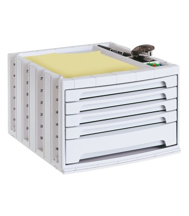 Fichero cajones de sobremesa q connect 305x370x215 mm bandeja organizadora superior 5 cajones gris opaco