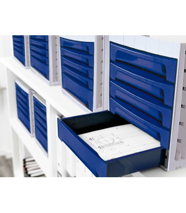 Fichero cajones de sobremesa q connect 305x370x215 mm bandeja organizadora superior 5 cajones azul opaco