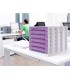 Fichero cajones de sobremesa q connect 305x370x215 mm bandeja organizadora superior 6 cajones violeta translucido