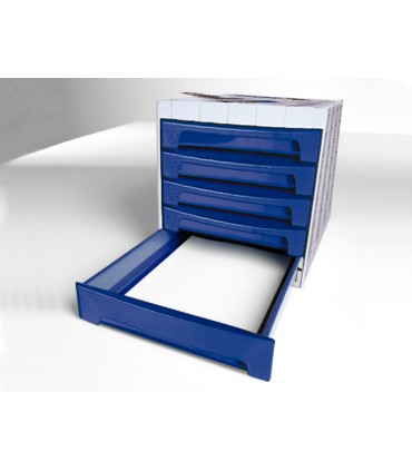 Fichero cajones de sobremesa q connect 305x370x215 mm bandeja organizadora superior 6 cajones azul opaco