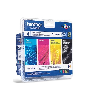 Ink jet brother lc 1100bk m y c pack 4 colores alta capacidad 900 pag bk 750 pag m y c 