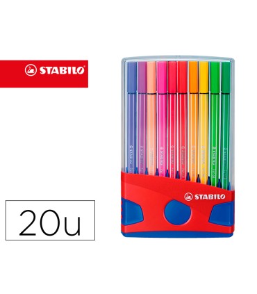 Rotulador stabilo punta de fibra pen 68 color parade estuche de 20 unidades colores surtidos