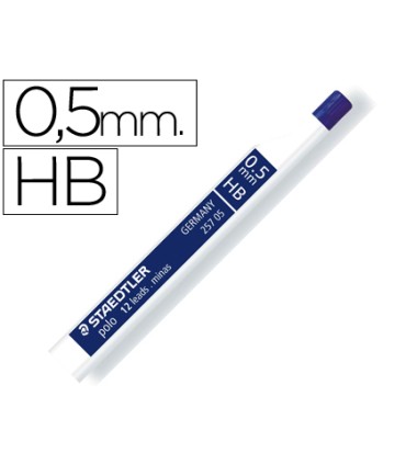 Minas staedtler grafito 05 mm hb polo 257 tubo con 12 minas