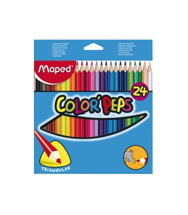 Lapices de colores maped triangulares caja de 24 unidades colores surtidos